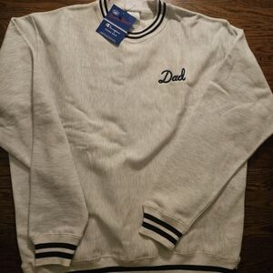 Champion Cream Crewneck Sweater with 'Dad' Embroidery